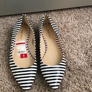 Nine West navy and white stripe flats